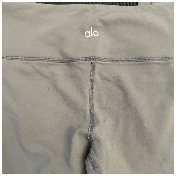 Alo Womens Moto Yoga Leggings Pants Light Gray High Waist Mesh - Picture 5 of 9